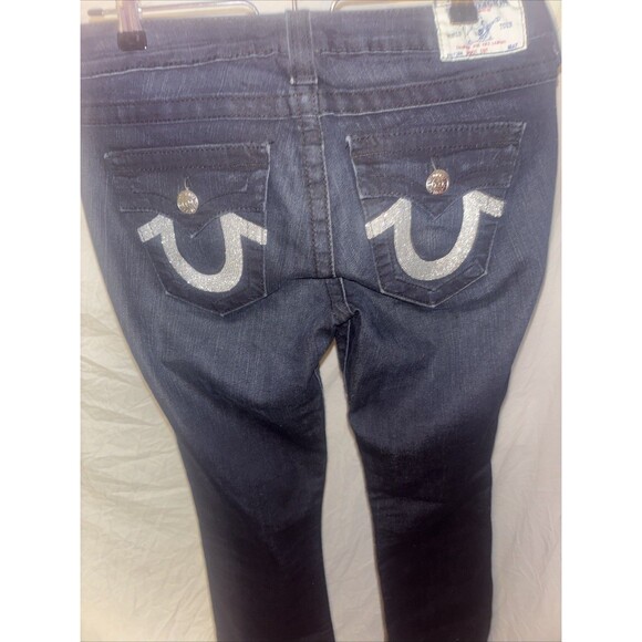 True Religion Women's Jeans Size 28 Blue Dark Wash Stretch Bootcut, Low Rise - Picture 4 of 4